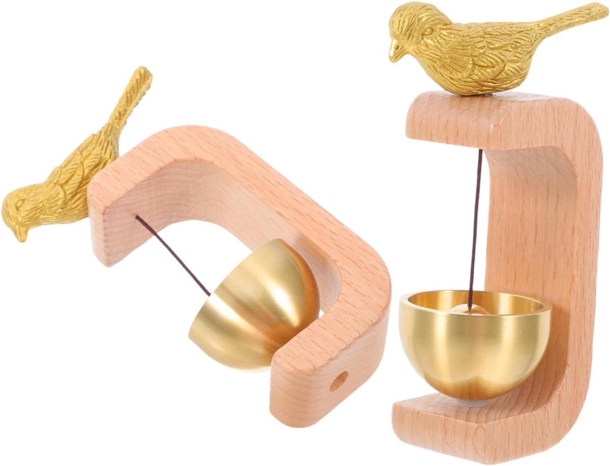 Messing Deurbel - Houten Windgong - Entree Waarschuwen - Magnetische Bevestiging - 95 cm Lengte - Veelkleurig