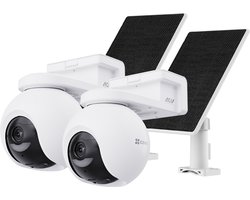 EZVIZ HB8 Pro 4K Kit Draadloze Beveiligingscamera WiFi met 5W Zonnepaneel - AI Personen/Voertuigdetectie - 360° PTZ - Nachtzicht in Kleur - Buitencamera - Geen maandkosten - Wit - 2 Stuks