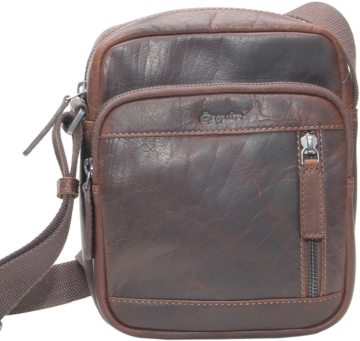 Esquire schoudertas Buffalo 85 Crossbody Bag Brown donkerbruin