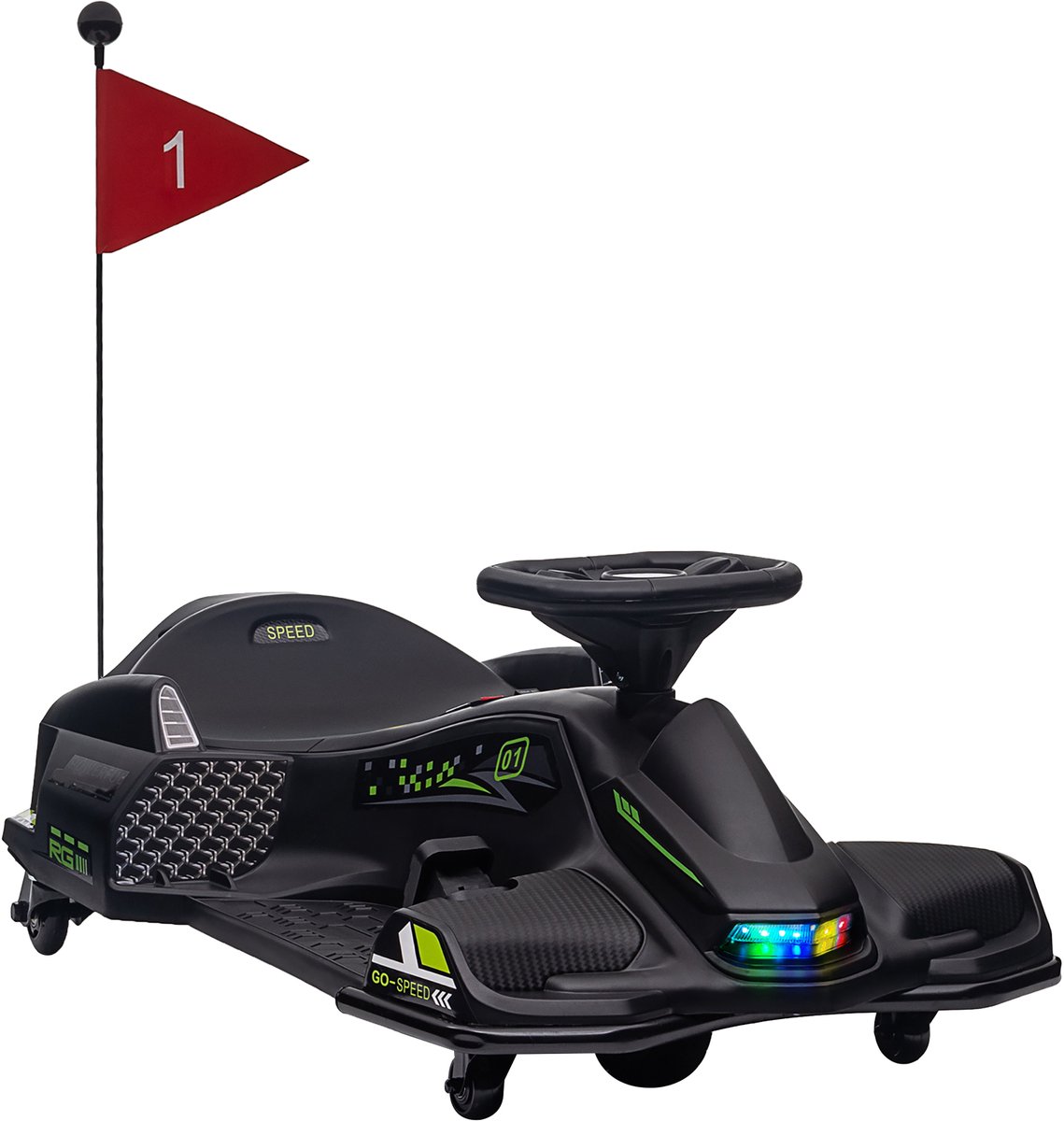 HOMCOM Elektrische kart voor kinderen Kunststof, Metaal 90L x 53B x 99H cm Zwart