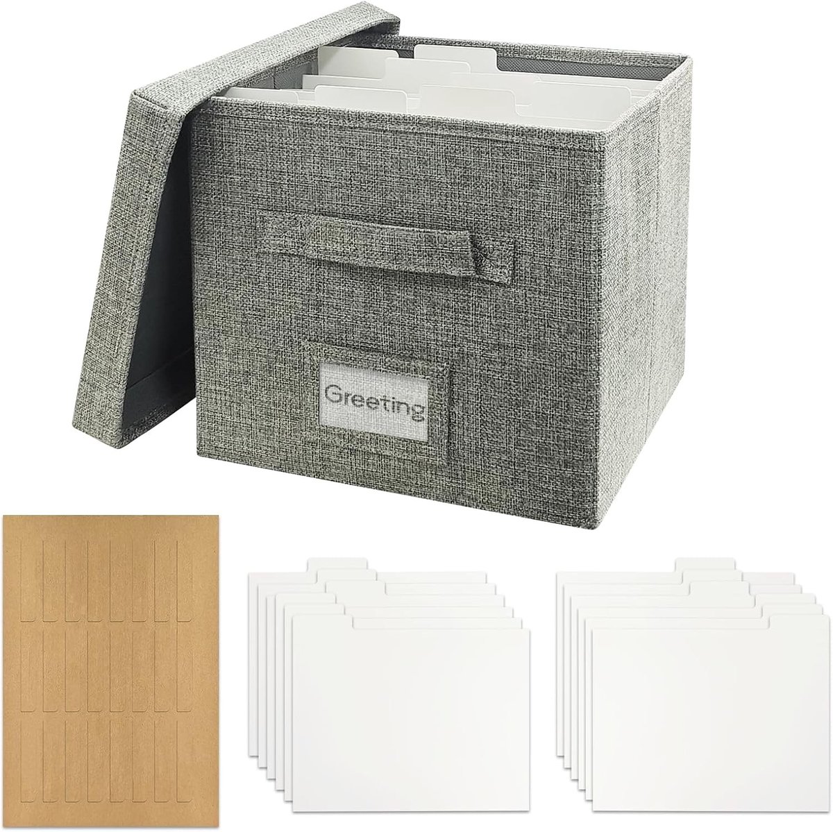 Wenskaarten organizer en opbergdoos met 12 scheidingswanden, etiketten en ruimte voor foto's en ansichtkaarten, ideaal voor scrapbooking en archiveren