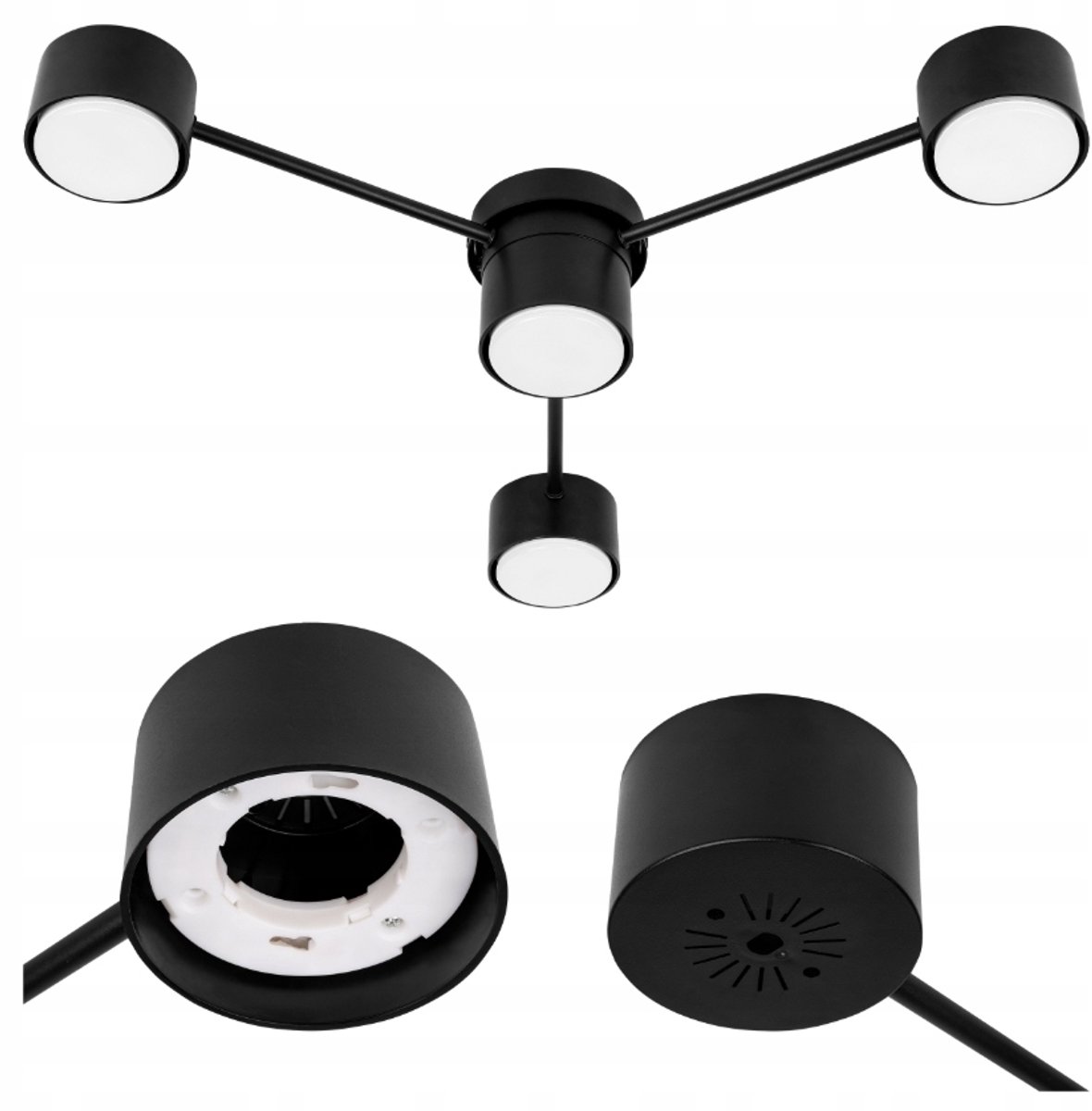 Moderne Zwarte LED Plafondlamp 85cm met 4 GX53 Fittingen