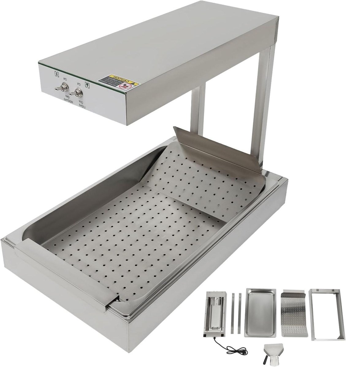 Frietverwarmer - Warmhoudapparaat - Frituur Warm Houden - Roestvrij Staal - 750 W - Zilver
