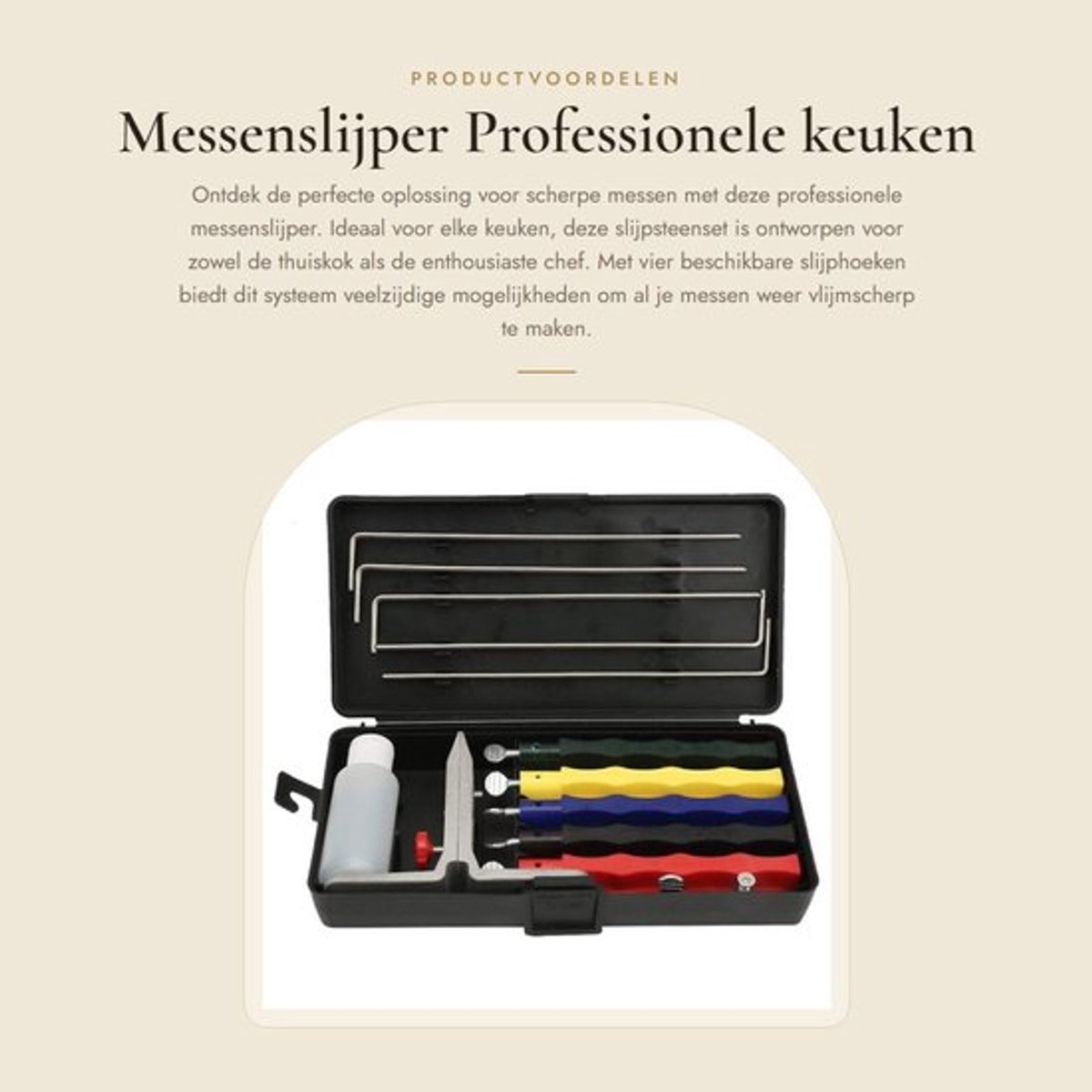 Messenslijper Professionele Keuken - Slijpsteenset - Wetsteen - Draagbare Opbergdoos - Vier Slijphoeken - Duurzaam Ontwerp - Slijpsteen