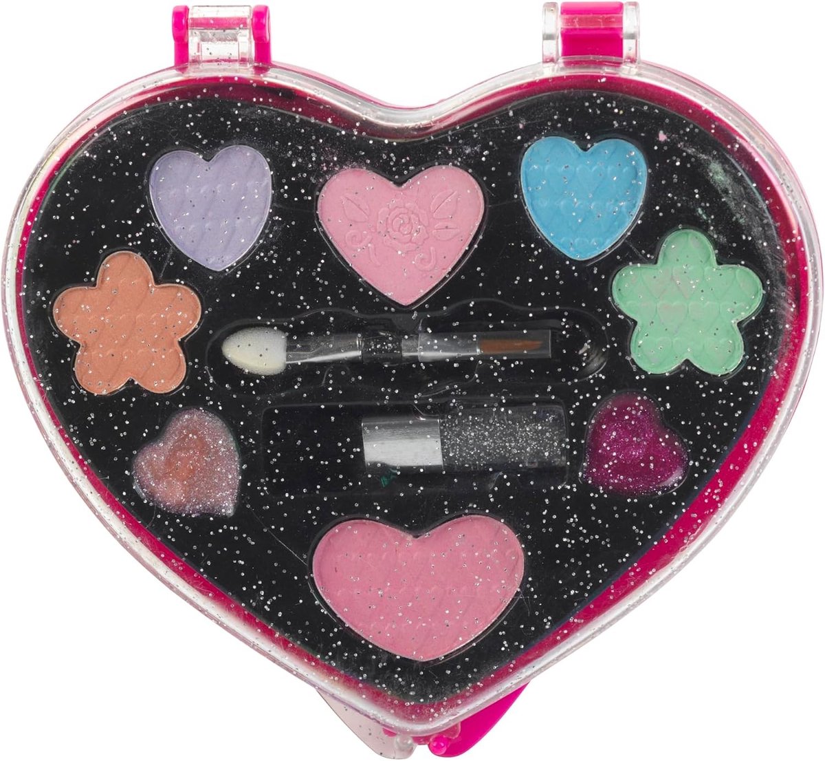 Make-upkoffer voor meisjes - Roze - 12,5 x 12 x 2 cm - Make-upset met Oogschaduw, Blush en Lipgloss - Speelgoed vanaf 3 Jaar