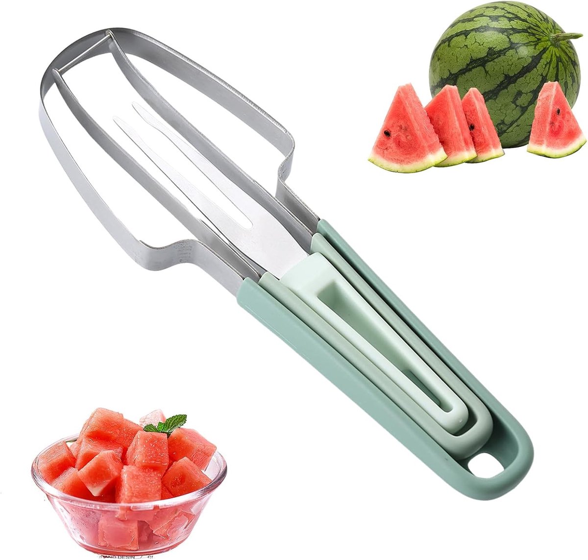 Mangosnijder - Cyaankleurig - Roestvrij Staal en PP - 3-in-1 Fruitsnijder voor Keukengebruik