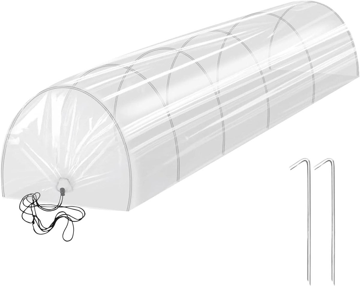 Tunnel kas - Beschermhoes planten - Planten beschermen - Weerbestendig ontwerp - 300 x 45 x 45 cm - Wit