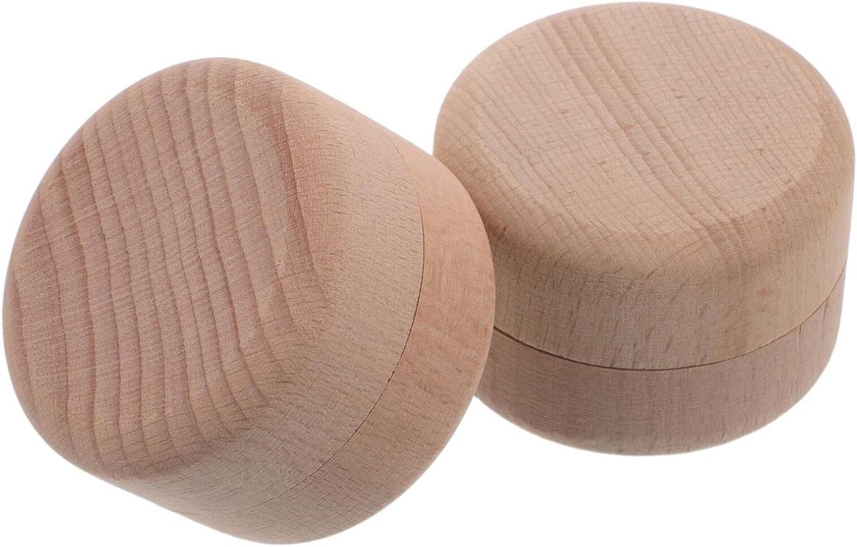 Houten Sieraden Doosjes - Opbergdoosjes Oorbellen - Kleine Spullen Organiseren - Natuurlijke Houtnerf - 45x45x35 mm - Lichtbruin