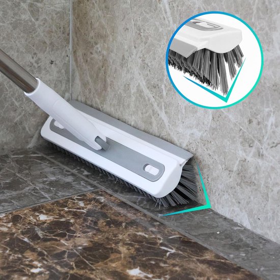 Voegenborstel met steel - Schrobber Tegels - Vloeren Reinigen - 3-in-1 Multifunctioneel - 117 cm - Wit — afbeelding 2