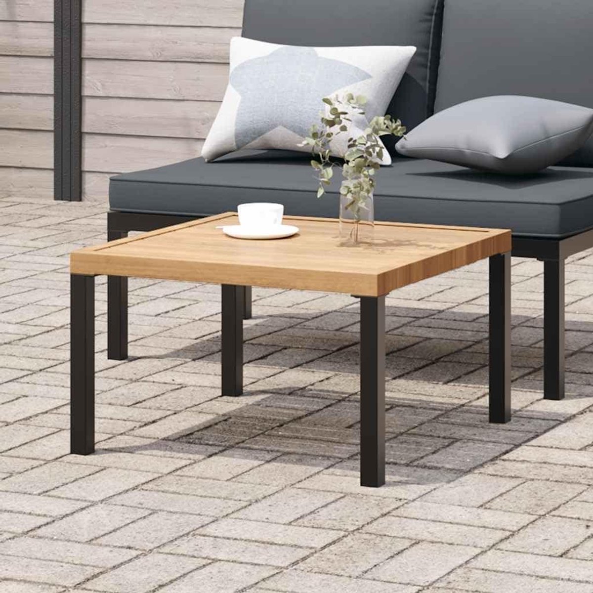 Tuinsalontafel - Terrastafel Buitentafel - Buiten Ontspannen - Aluminium Constructie - 65x65x40 cm - Zwart