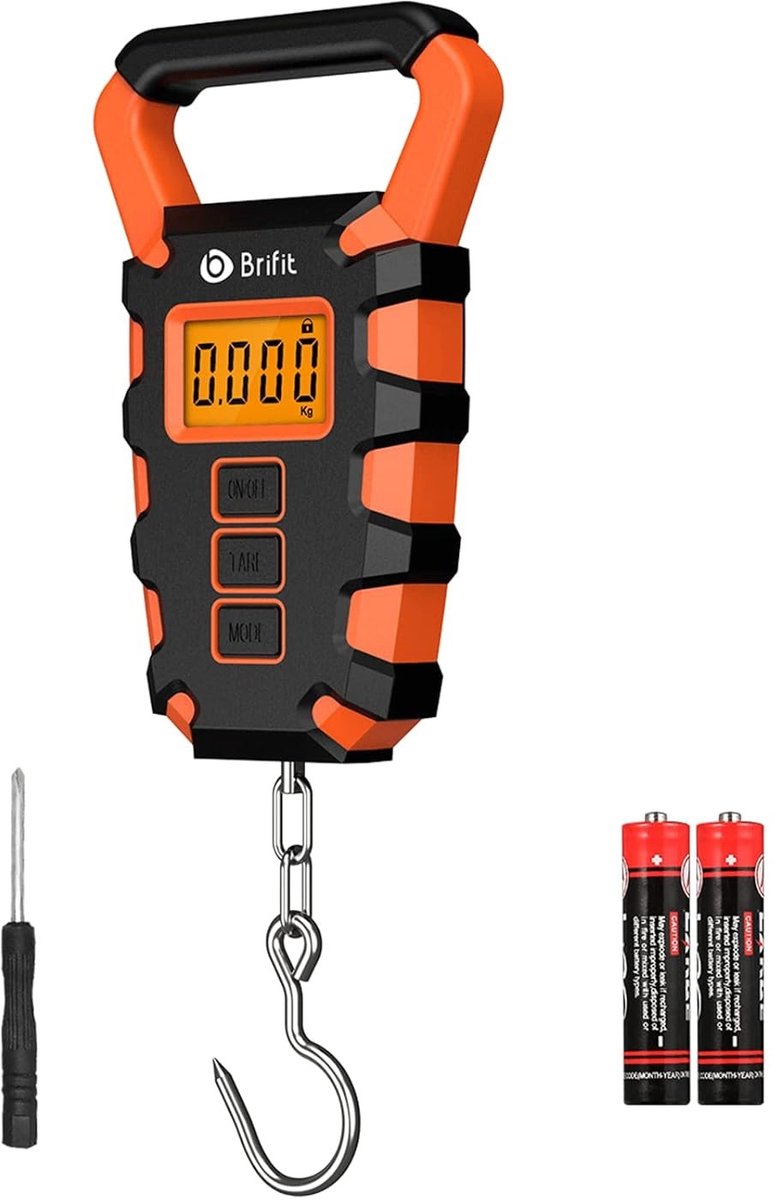 Kofferweegschaal - Oranje - Digitale Weegschaal tot 50 kg - Met Meetlint en LCD-scherm - Voor Bagage en Vis