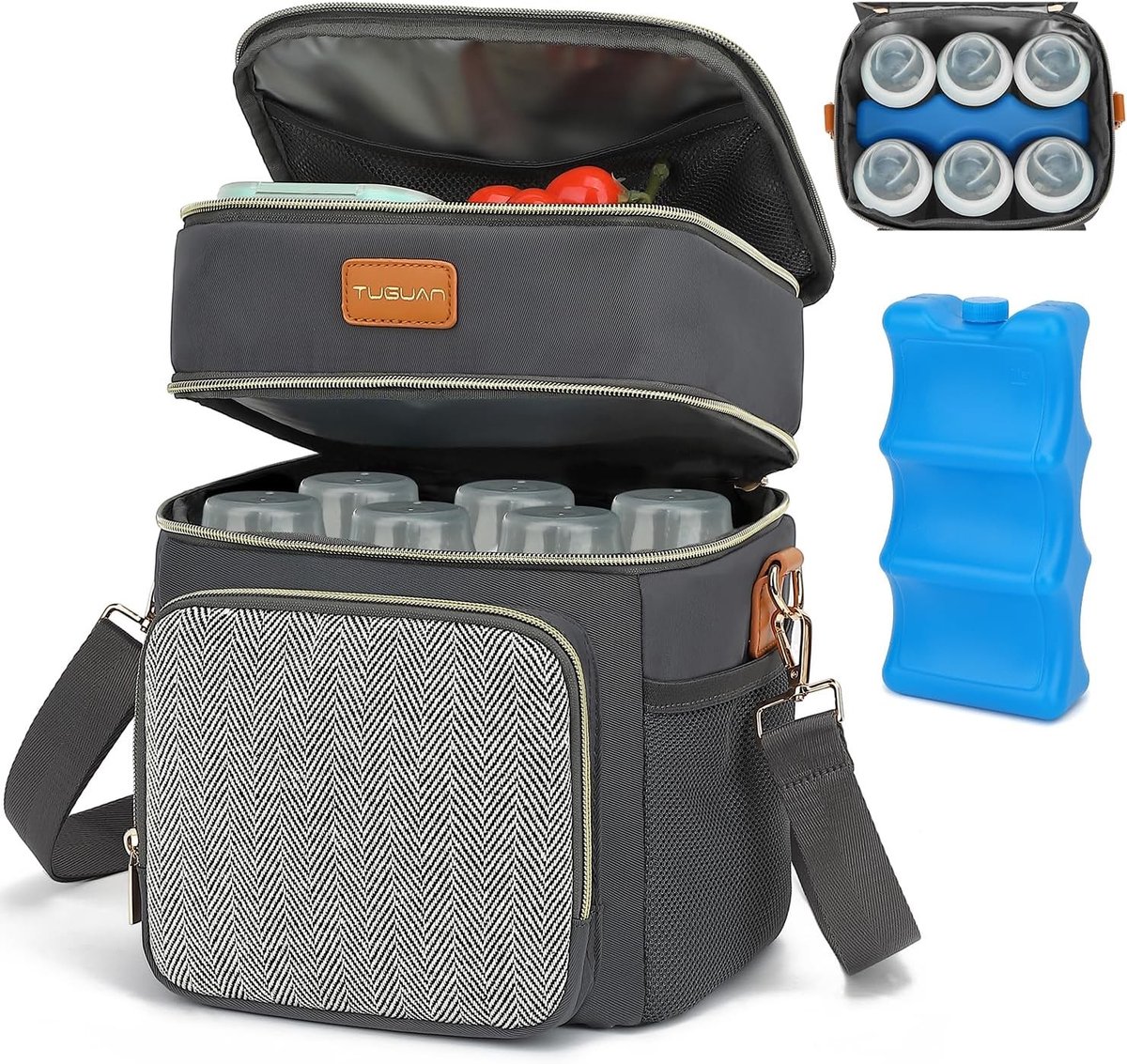 Koelrugzak - Grijs - Kleine Draagbare 12 Blikjes Koeltas - Dubbellaags Geïsoleerd - Voor Picknick, Wandelen en Camping