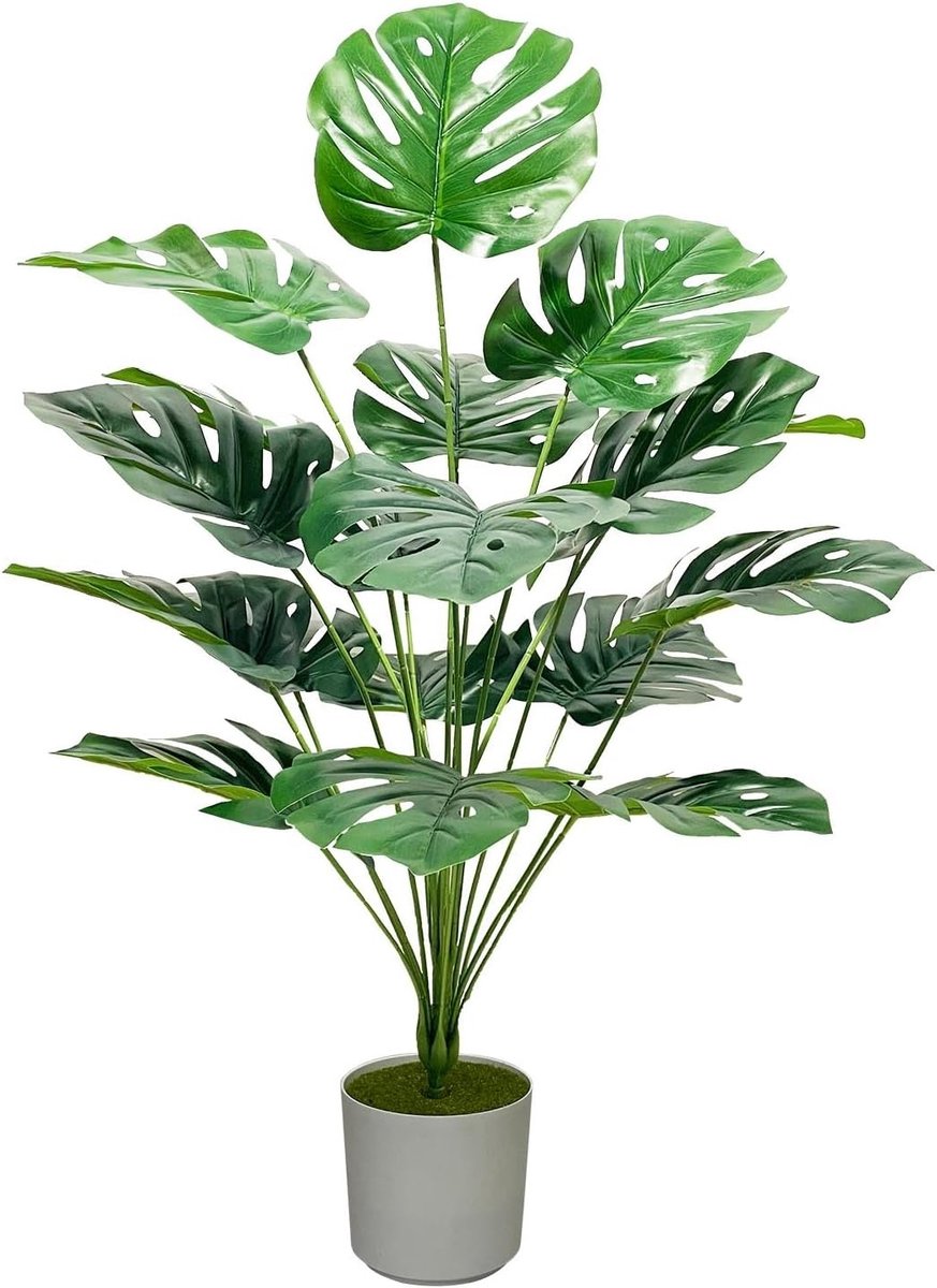 Kunstvetplanten met pot - Groen - 75 cm - Polyester Kunstpalmboom met Draadstam - Voor Binnen en Buiten