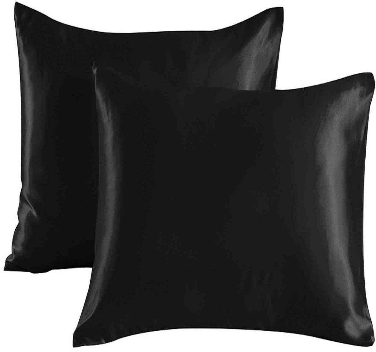 REDOM Kussensloop Kussenslopen 2 Stuks 80 x 80 cm – Satijnlook – Zacht en Glad – Comfortabel Slapen – Slaapkamer Accessoires – Verborgen Rits – Zwart