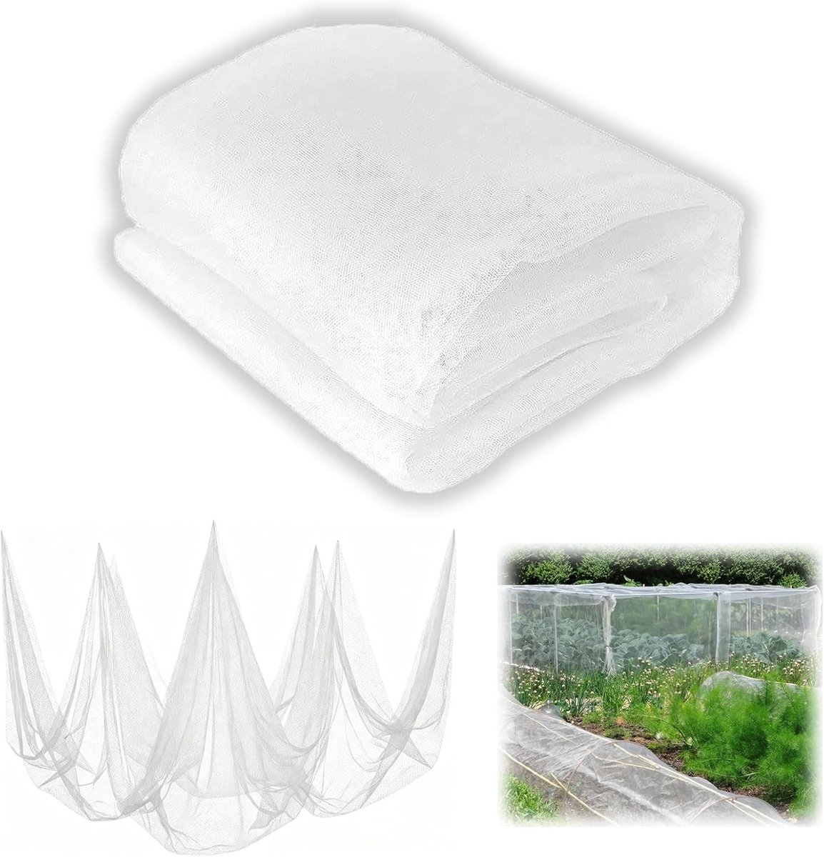 Groentebeschermingsnet - Polyester - Fijnmazig Insectenwerend - Ademend - Voor Tuinen en Kassen