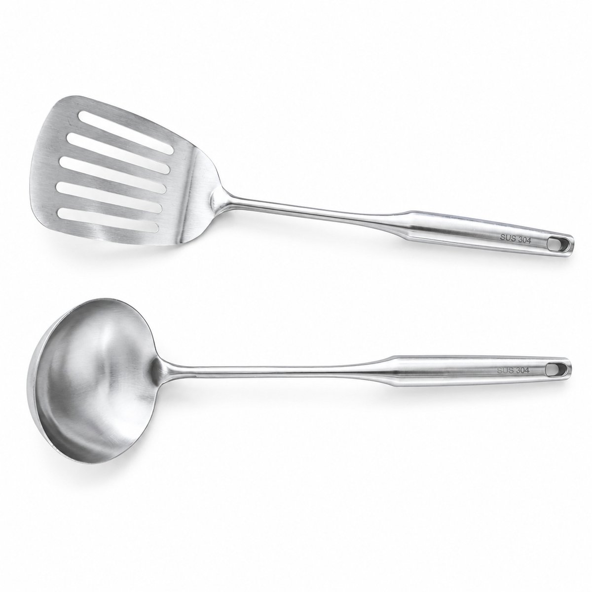 My Green Deal RVS Keukengerei Set 2-delig – Bakspatel 39 cm & Soeplepel 36 cm – 304 RVS – Keukenhulpen met Ophangoog