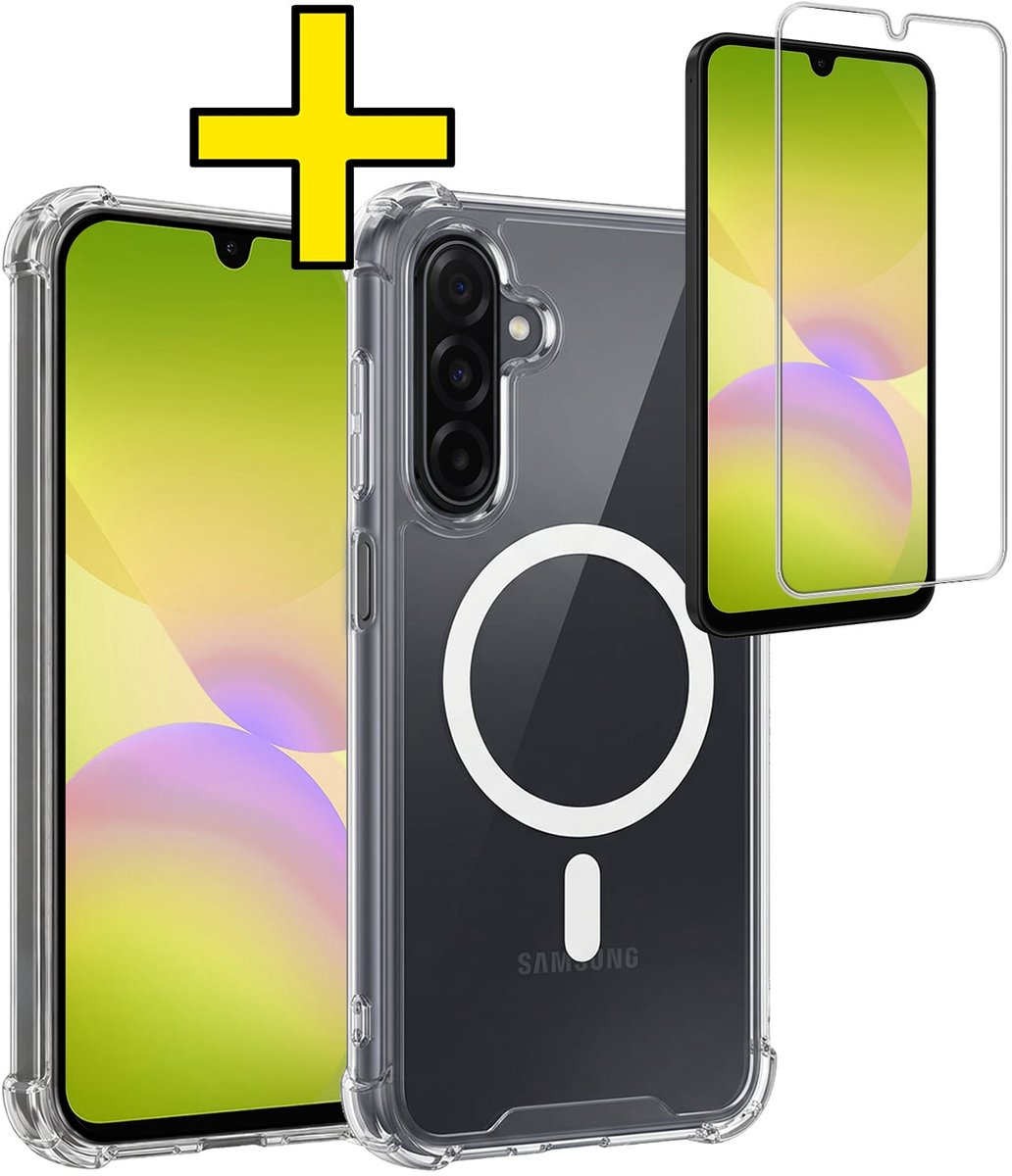 Hoesje - Met Screenprotector - Geschikt voor Samsung Galaxy A26 - Magsafe Compatible - Sterk & Shockproof - Back Cover - Shock Proof Case - Telefoon Hoes - Telefoonhoesjes - Transparant