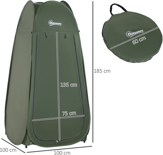 Pop-Up Douchetent, toilettent, draagbare omkleedtent, groene campingtent, mobiele kleedcabine, waterdicht, inkijkbescherming, uv-bescherming, ideaal voor wandelen, kamperen en strand van POP — afbeelding 5