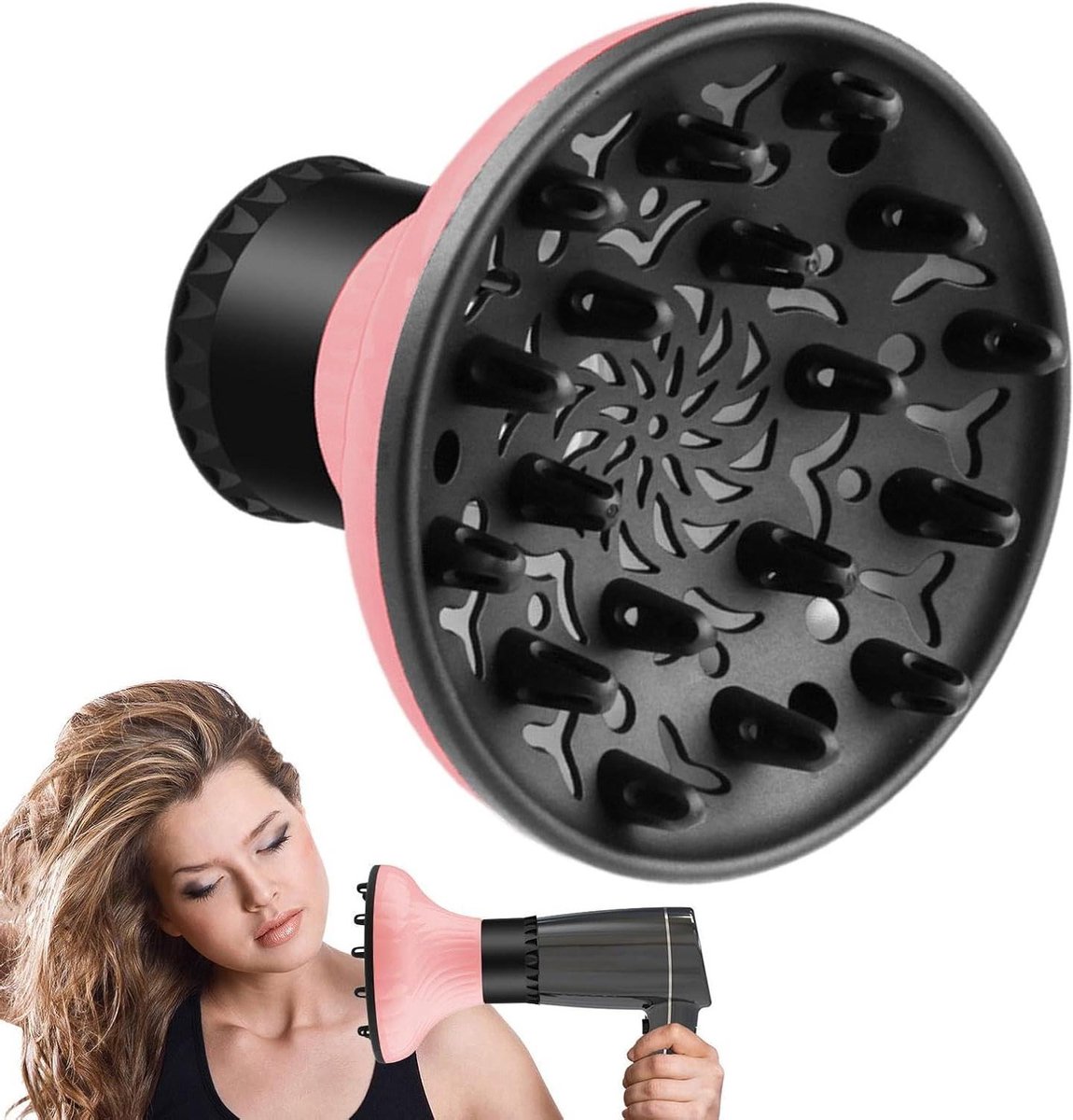 Haardiffuser Opzetstuk - Krul Diffuser - Haar Stylen - Universele Pasvorm - 165 x 15 cm - Zwart