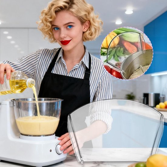 Spatdeksel Mixerkom - Gietdeksel Blender - Schoon Koken - Universele Pasvorm - 20 x 10 x 7 cm - Transparant — afbeelding 2