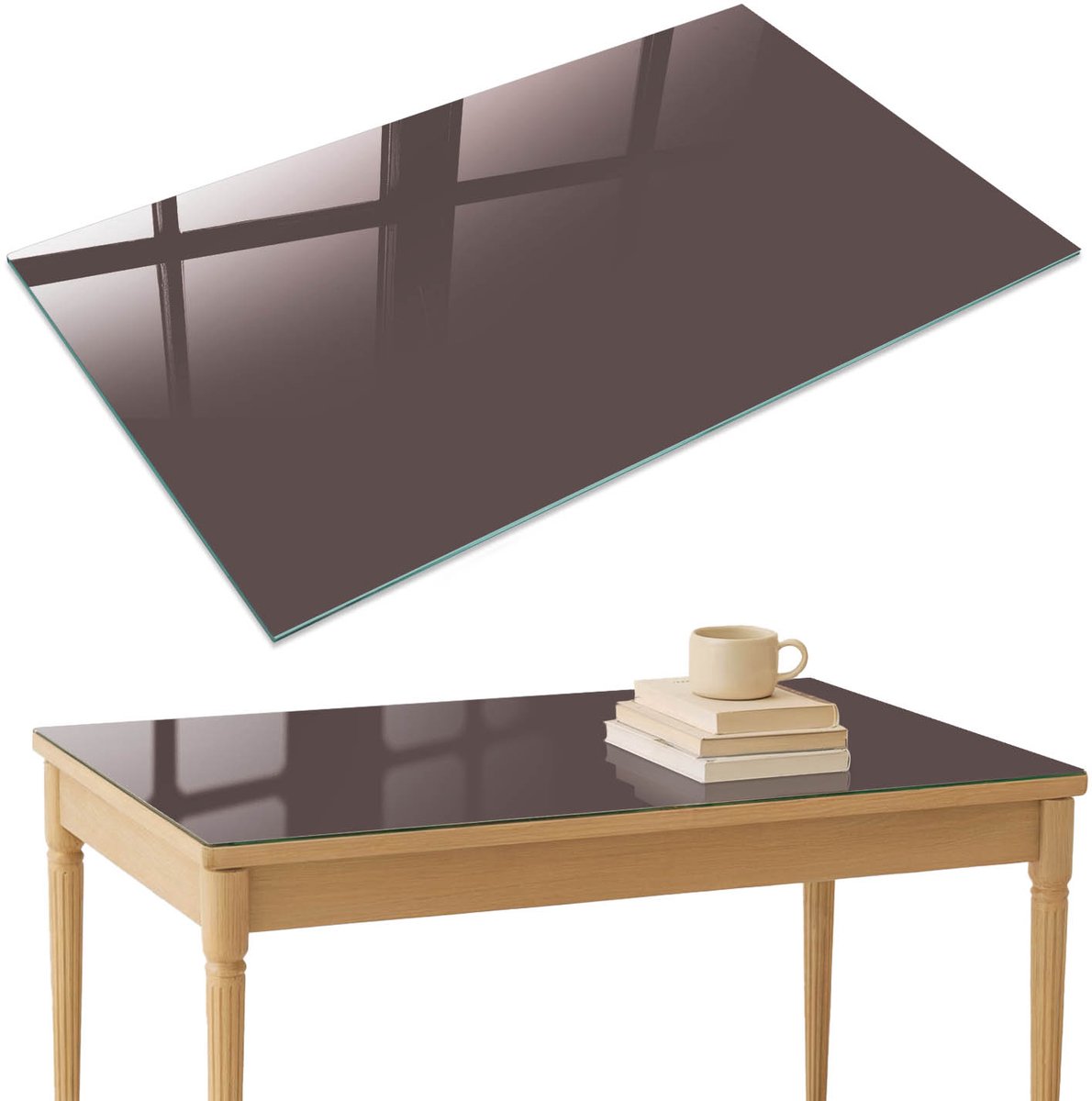ArtPrintCave Vervaagd bruin Glazen Tafelblad 120x80 cm - Tafelblad Rechthoek - Bruin Tafelblad Glas - Achtergronden en patronen Tafelblad Glas