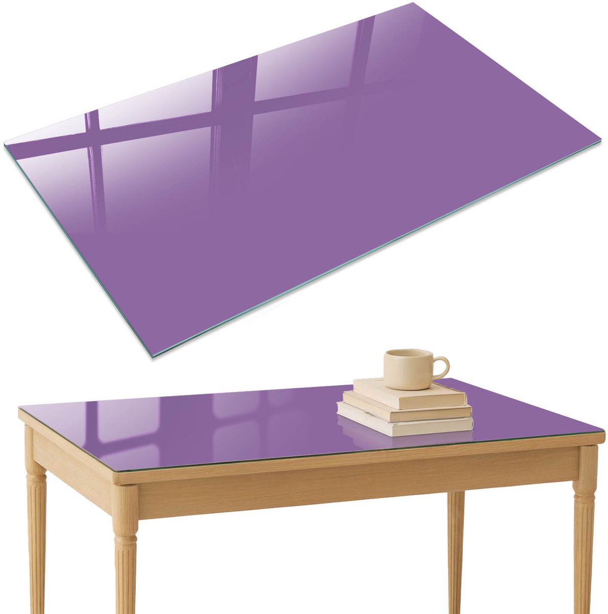 ArtPrintCave Violet Glazen Tafelblad 120x80 cm - Tafelblad Rechthoek - Paars Eettafel Met Glasplaat - Achtergronden en patronen Keukentafel