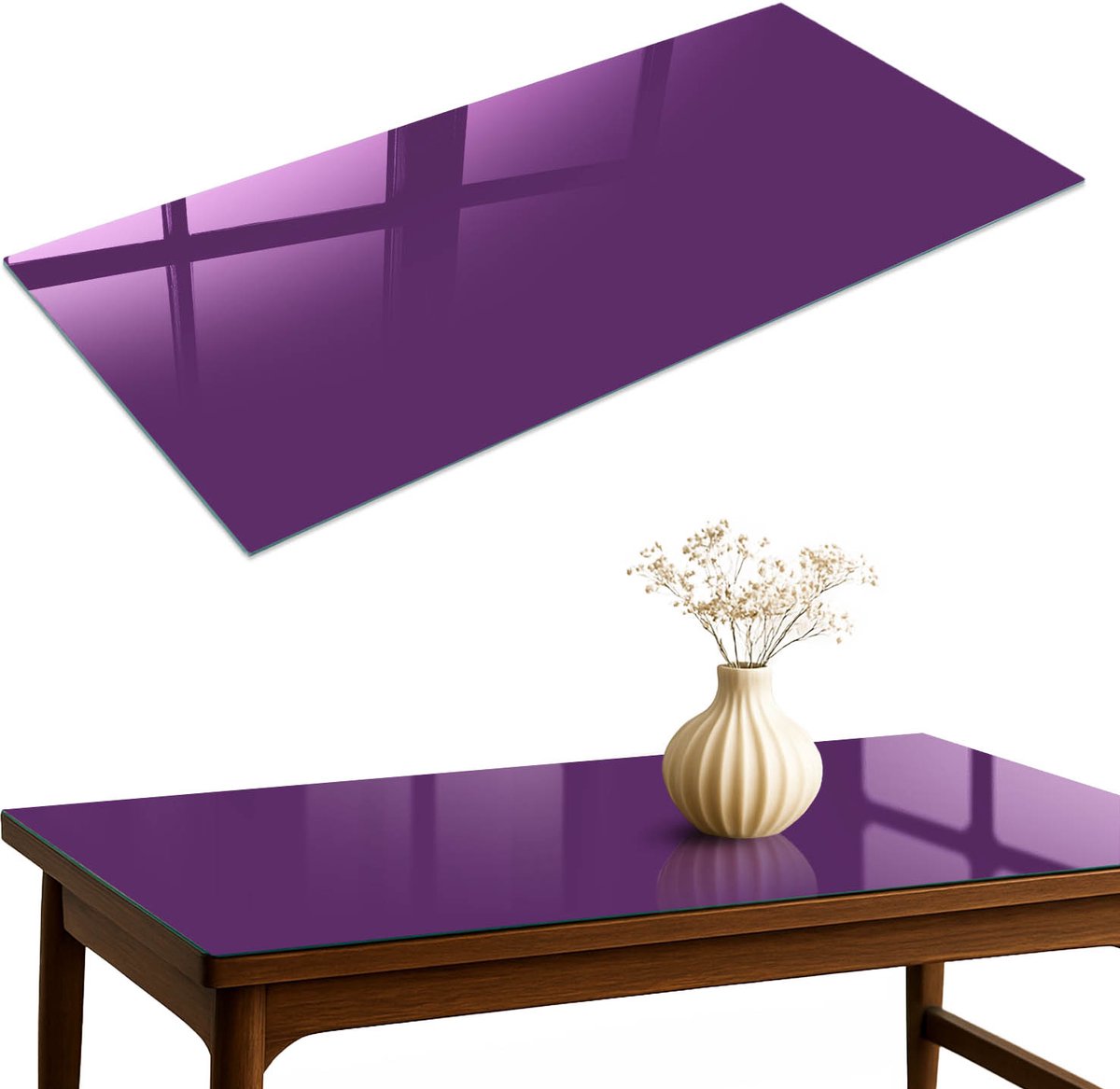 ArtPrintCave Sterk paars Glazen Tafelblad 120x60 cm - Tafelblad Rechthoek - Paars Keukentafel - Achtergronden en patronen Keukentafel