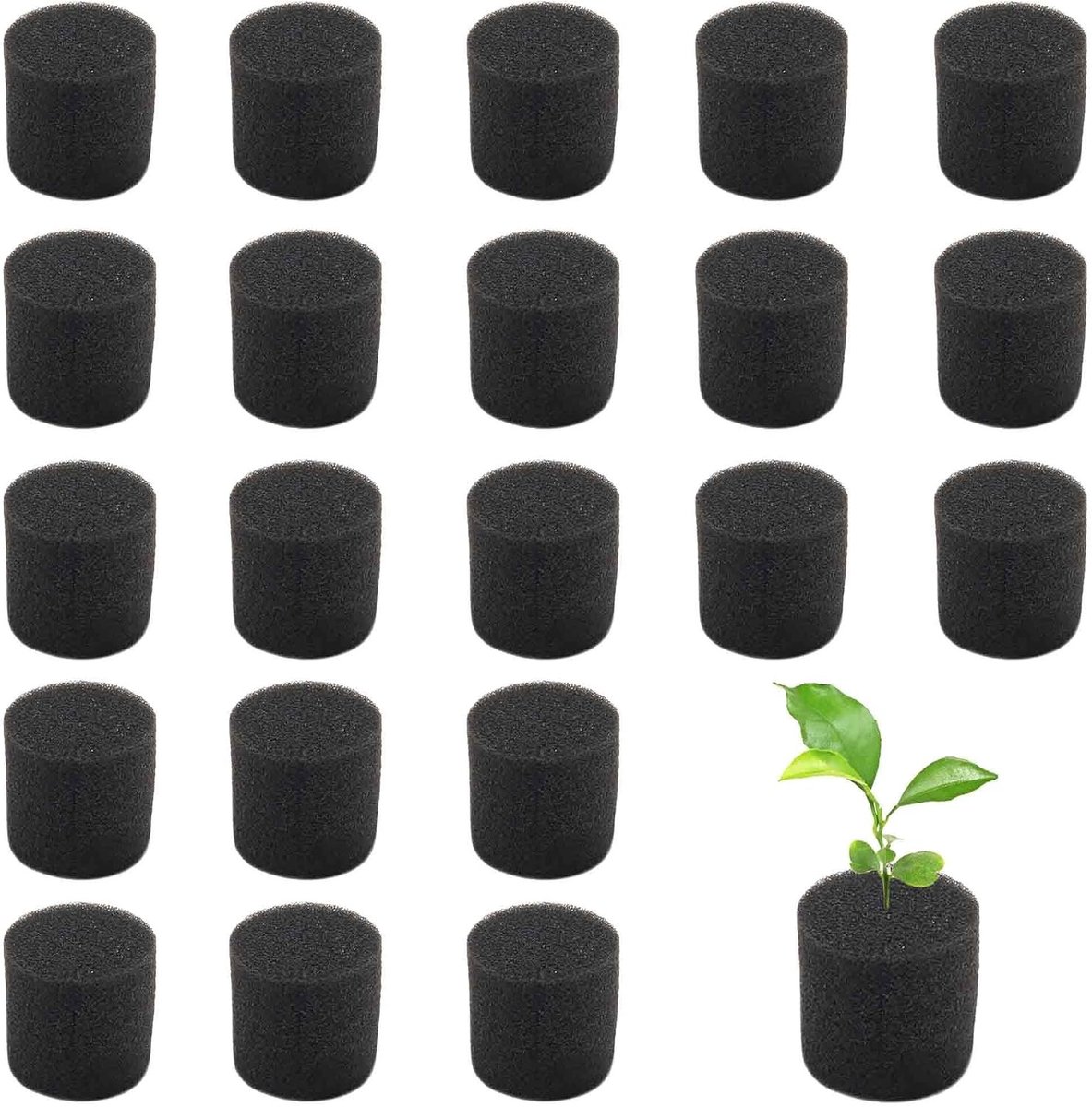 Soilless Hydroponic Spons voor Zaailingen - Ideaal voor Hydroponische Systemen en Groenteteelt - 100 Stuks Zwart