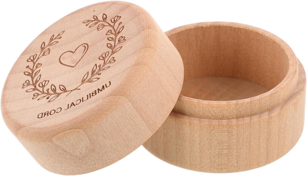 Bewaardoos Babyherinneringen - Aandenken Doosje - Koester Herinneringen - Natuurlijke Houtnerf - 5 x 5 x 3.5 cm - Beige