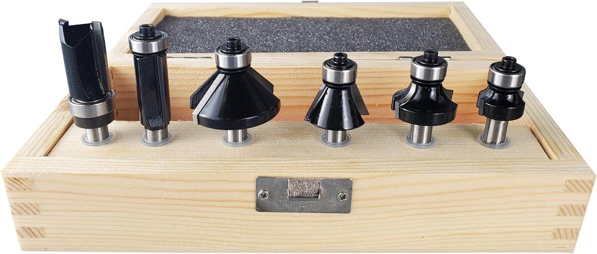 Rand- en kantfreesset - Houtfrees Bitset - Meubels Bewerken - Hardmetalen Snijvlak - 8 mm Schacht - Metaal