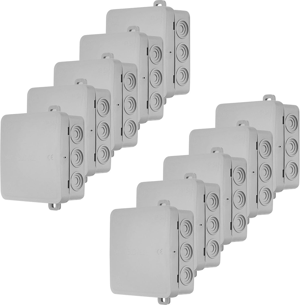 0518428555 10x verdeelkast, 12-voudige aansluitkast-verdelerdoos 85x85x37mm IP54, grijs