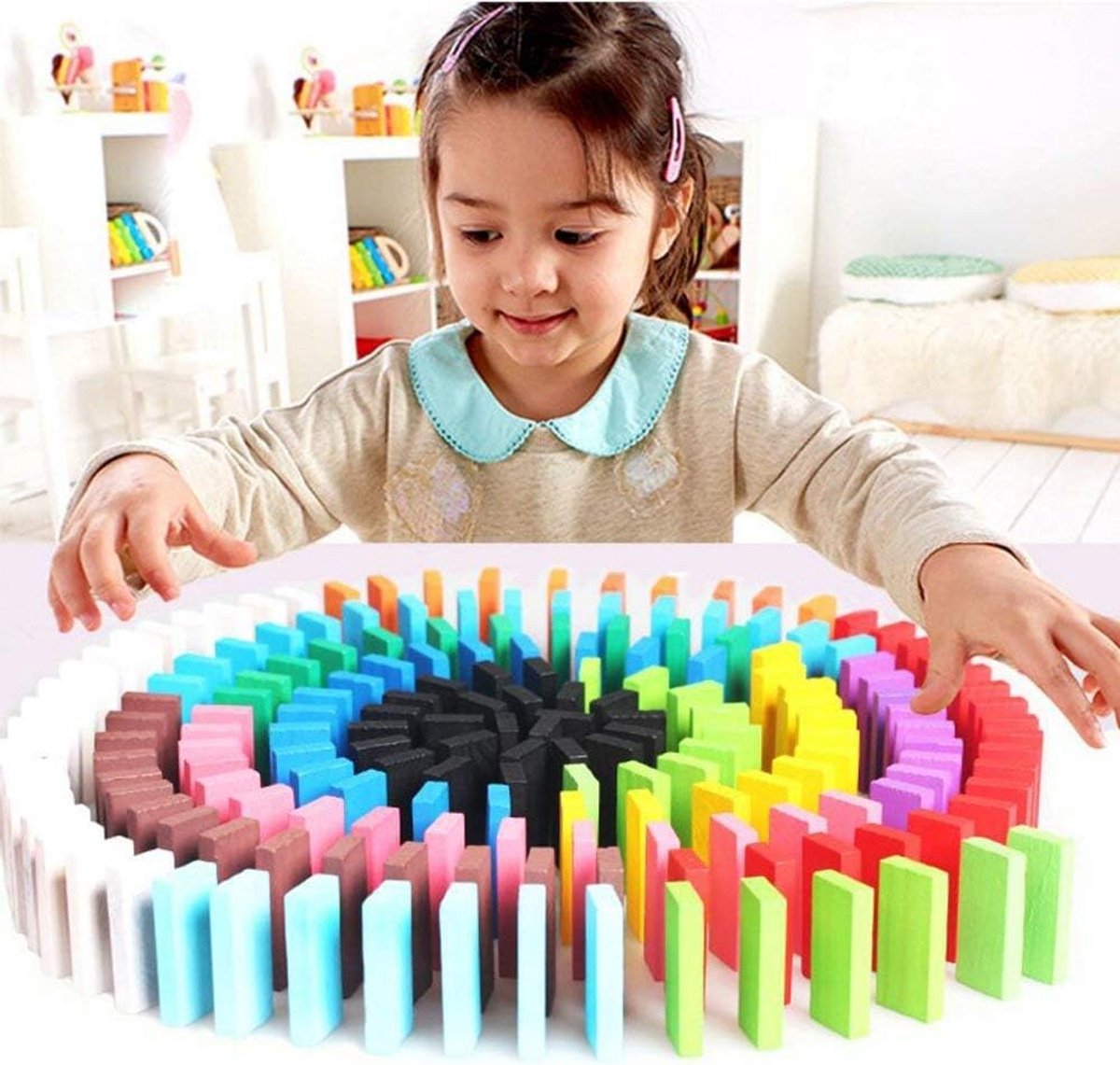 Domino blokset kinderen vroeg pedagogisch bouwplezier domino-racespel speelgoed verjaardagscadeau voor kinderen jongens meisjes