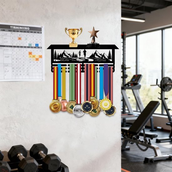 Medaille-hanger, displayhouder, rek, wandmontage, stalen frame, meer — afbeelding 5