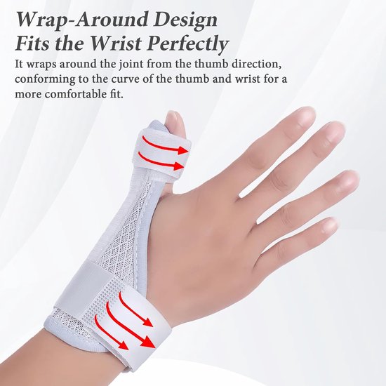 duimbrace met kliksluiting, rizoartrose met aluminium strips, veerstrips voor artritis, peesontsteking en gewrichtsblessures, CMC, voor linker- en rechterhand (grijs) — afbeelding 3