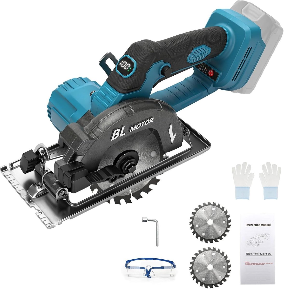 Cordless Cirkelzaag 140 mm - Brushless, 6000rpm - 0-45° Kantelbaar - Ideaal voor buitengebruik - SnelShoppen