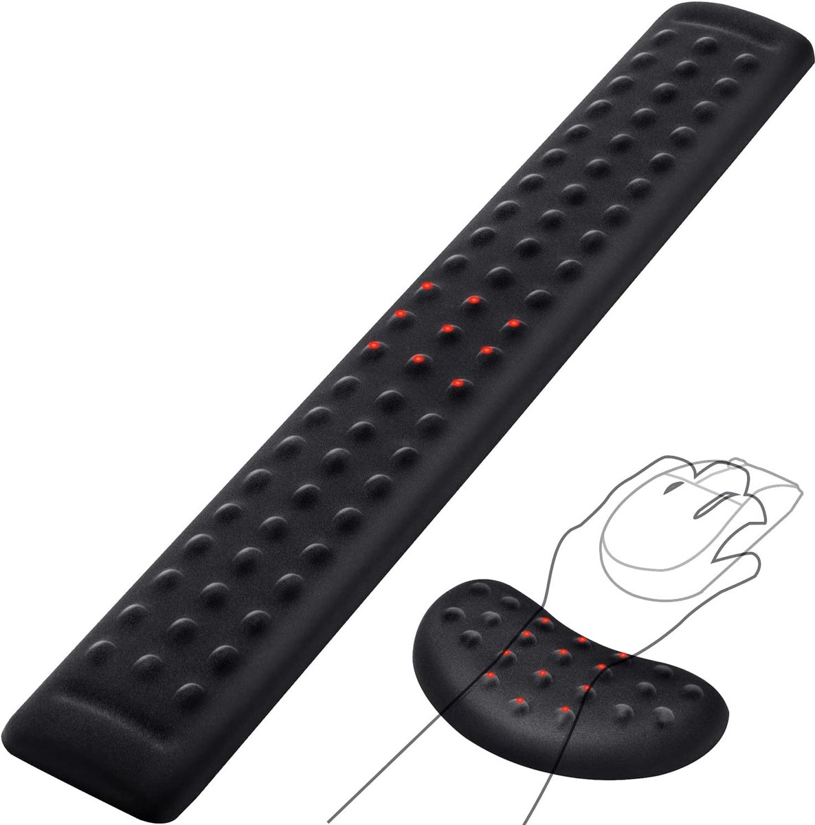 Polssteun Toetsenbord, Ergonomische Gel Polssteun Met Convex Massagepunt Voor Toetsenbord En Muis, Zacht Kussen Wrist Rest Keyboard Met PU-Antislip basis, Kantoor Laptop