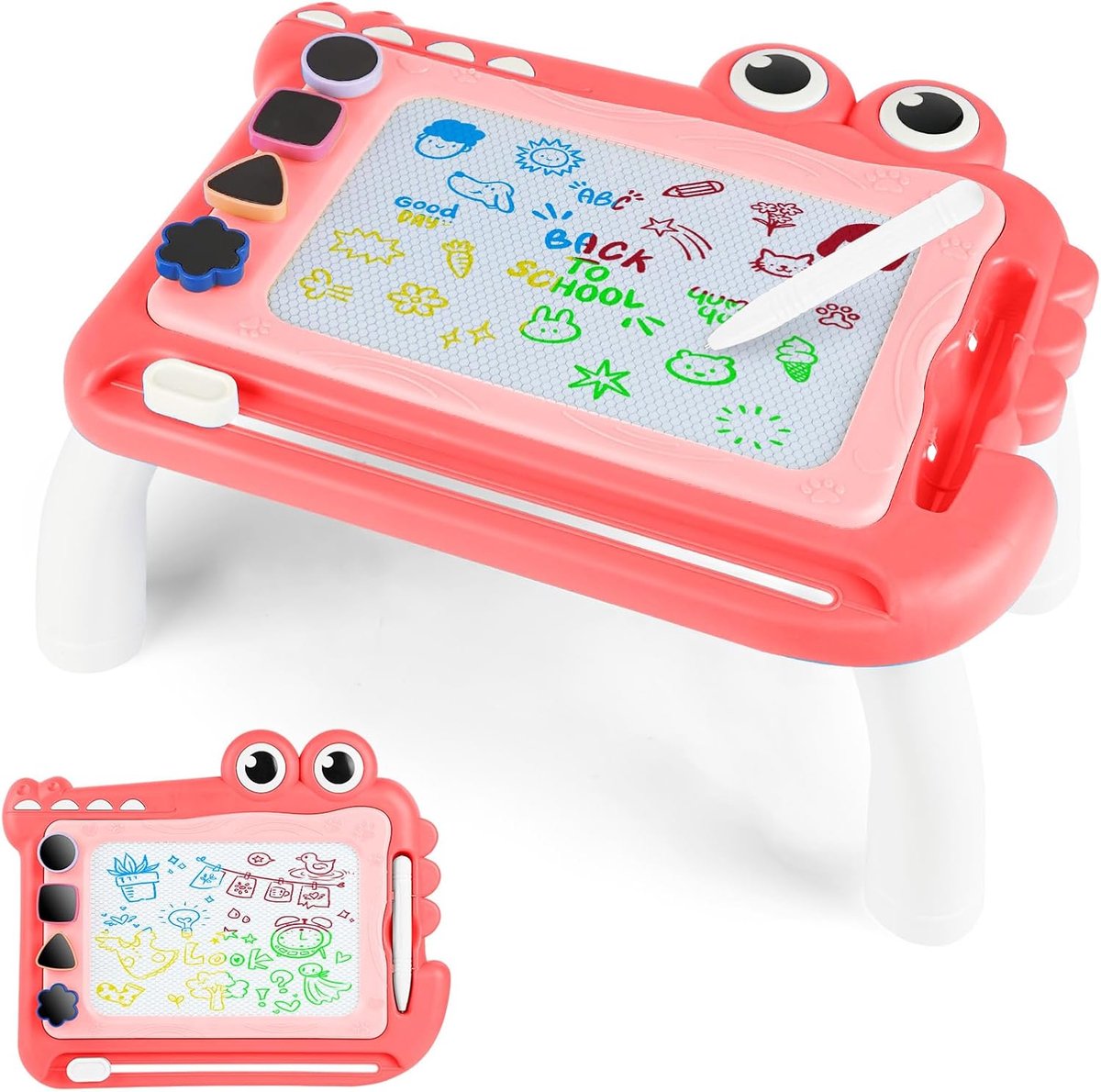 Magnetisch Tekenbord Voor Kinderen, Magisch Tekenbord, Kleurrijk Magnetisch Tekenbord, Educatief Speelgoed Met Stempels, Speelgoedcadeau Voor Kinderen Vanaf 3 Jaar - Rode Krokodil