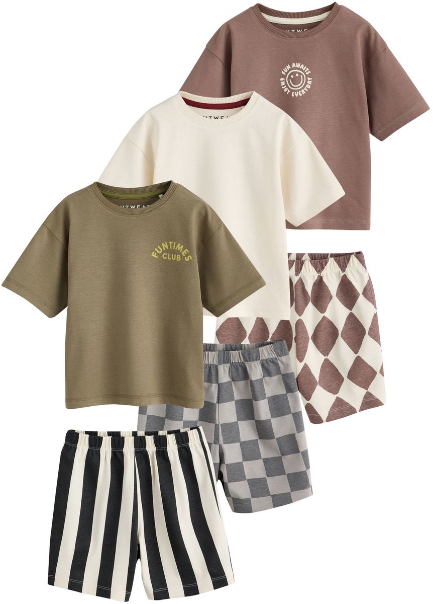 Next - Jongens - Set van 3 korte pyjama's - Grijs