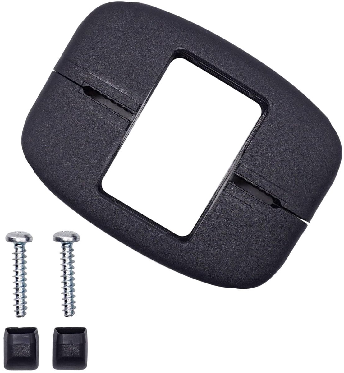 SnelShoppen - 3 Stuks Zwarte Plastic Klemmen 40 x 60 mm voor Hekwerk, Inclusief Bevestigingsmateriaal en Dekdopjes, RAL 9005, Voor Gebruik met Gelaste