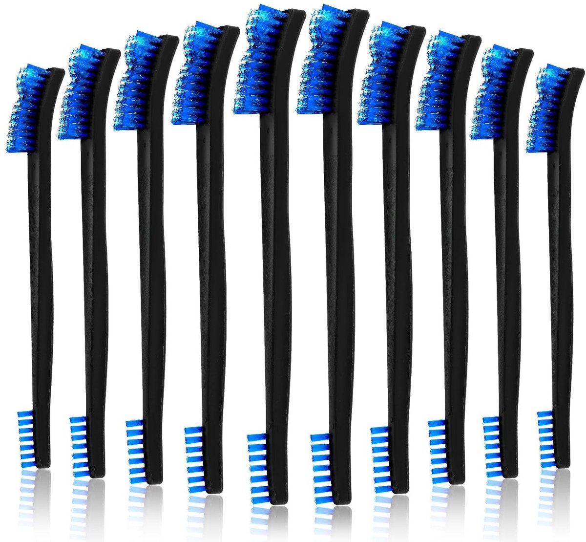 SnelShoppen - TIESOME Dubbelzijdige Nylon Detailborstels 17 cm - Universele Kleine Schoonmaakborstels met Stevige Haren - 10 Stuks - Blauw voor Thuis,