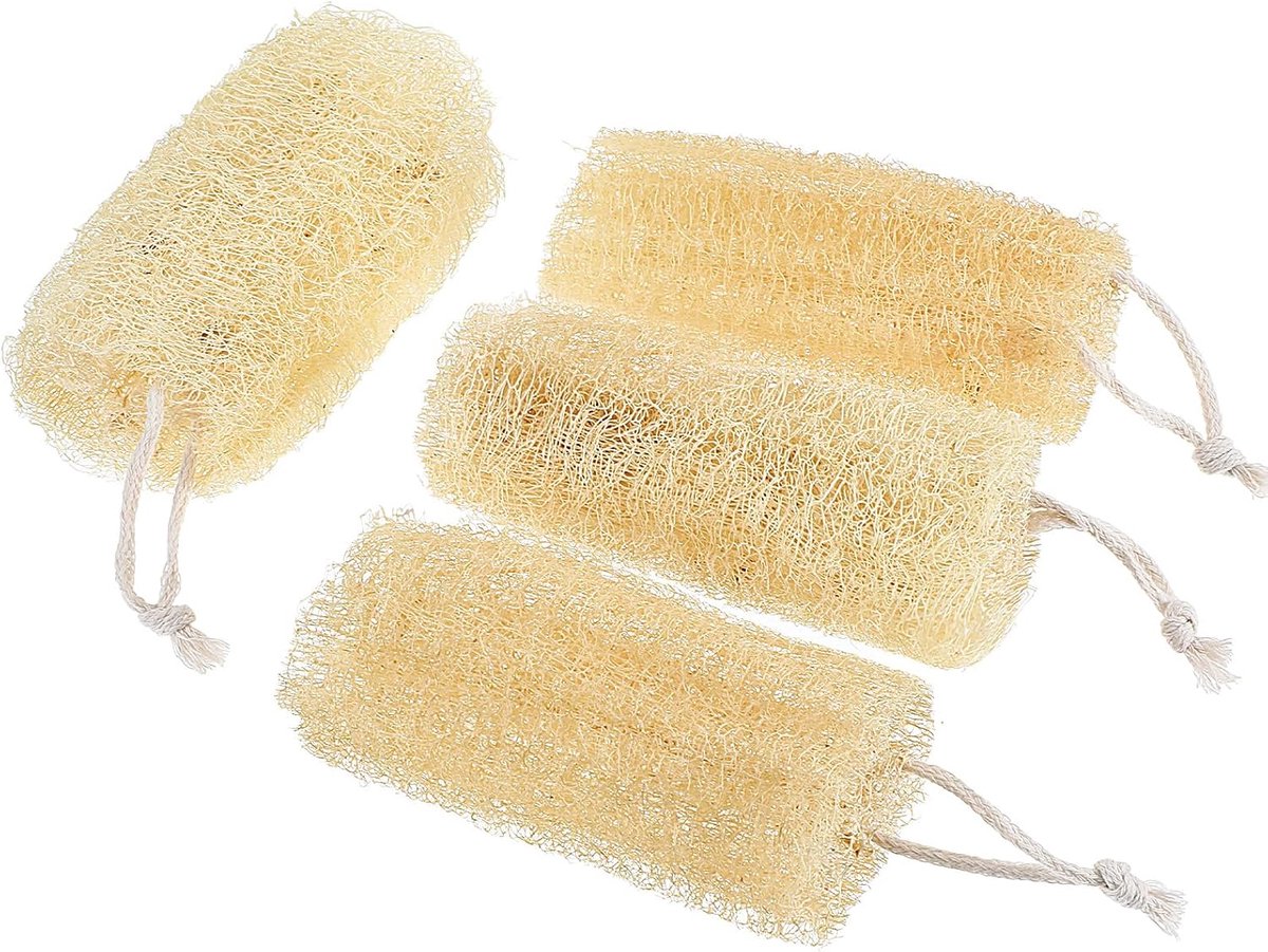 loofa-spons set 4 stuks - natuurlijke loofa - multifunctioneel - voor lichaams- en gezichtsverzorging - ShopVlot
