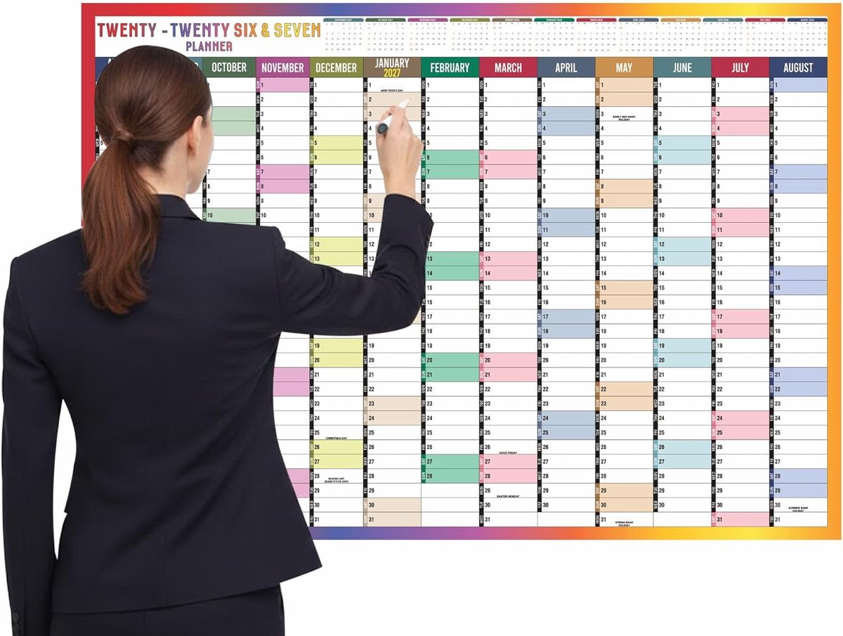SnelShoppen - 2025-2026 Muur Planner A1 Academische Kalender Jaarlijkse Studie Kalender Groot Jaar Planner Aug-Aug Volledig Academisch Jaar Planningso