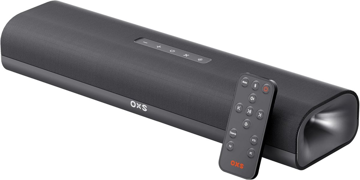 SnelShoppen - PC Gaming Soundbar met Virtual Surround Sound, Compact Ontwerp, 2 Volledige Bereik Speakers, Bass Tube, HDMI/AUX/Optische Verbinding, Bl
