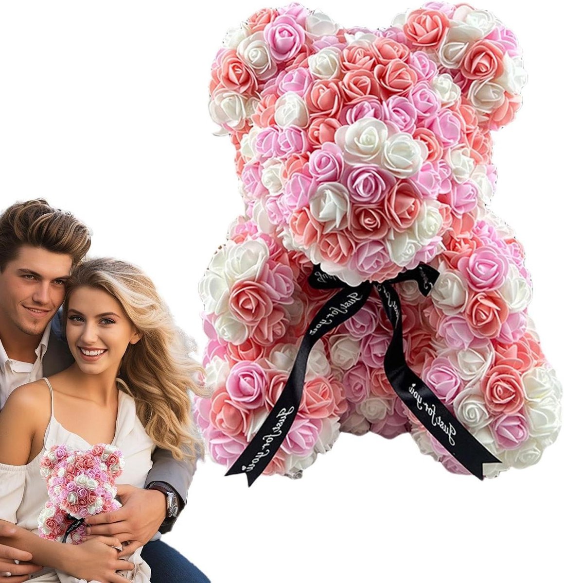 Rozenbeer - Bloemenbeer Cadeau - Cadeau Geven - Eeuwige Rozen - 25 cm - A