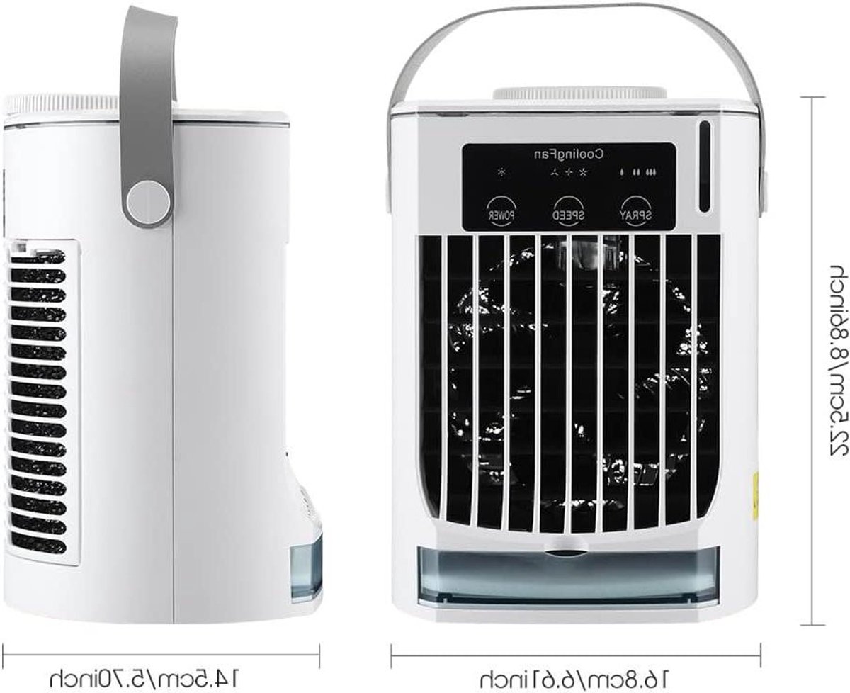 Draagbare Airco Ventilator - Mobiele Koeler - Persoonlijke Koeling - Dual Tank Technologie - 700ml Tank - Wit