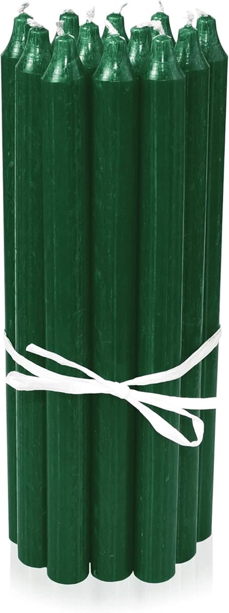 SnelShoppen - Deense premium staafkaarsen groen, 12-pack, hoogte 29cm, Ø 2,2cm, brandduur ca. 14 uur, cilindrische decoratieve kaarsen set voor Scandi