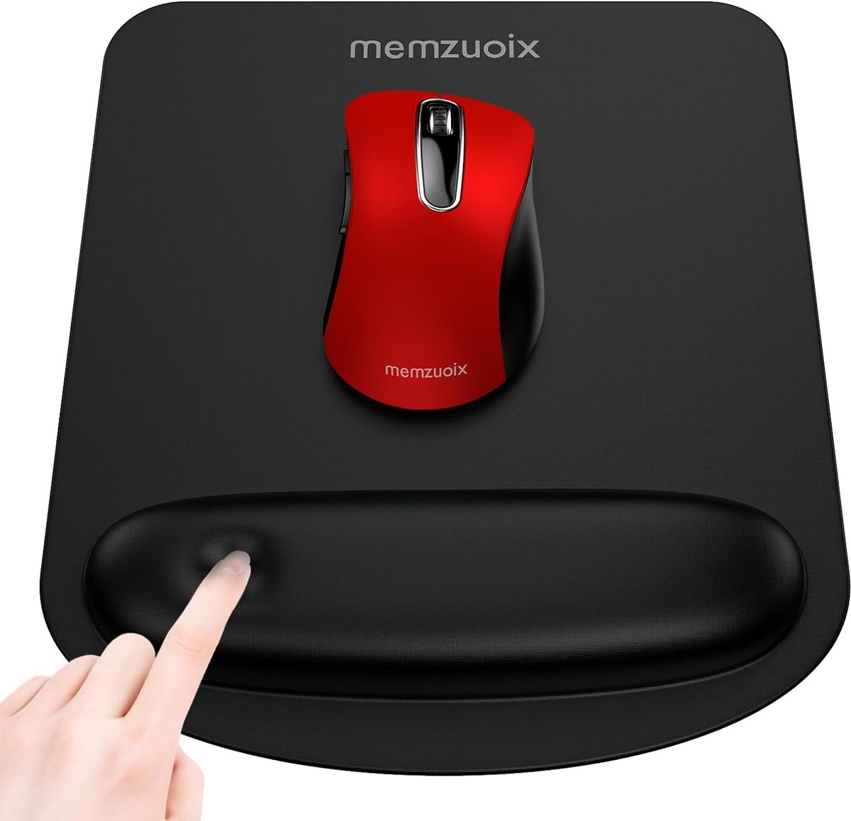 memzuoix Ergonomische muismat met polssteun, premium traagschuim, antislip rubberen basis voor stabiele controle - ShopVlot