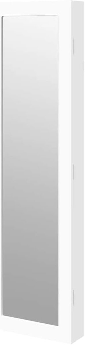 Sieradenkast met spiegel - Sieradenorganizer wandkast - Sieraden opbergen - Afsluitbare deur - 30 x 85 x 106 cm - Wit