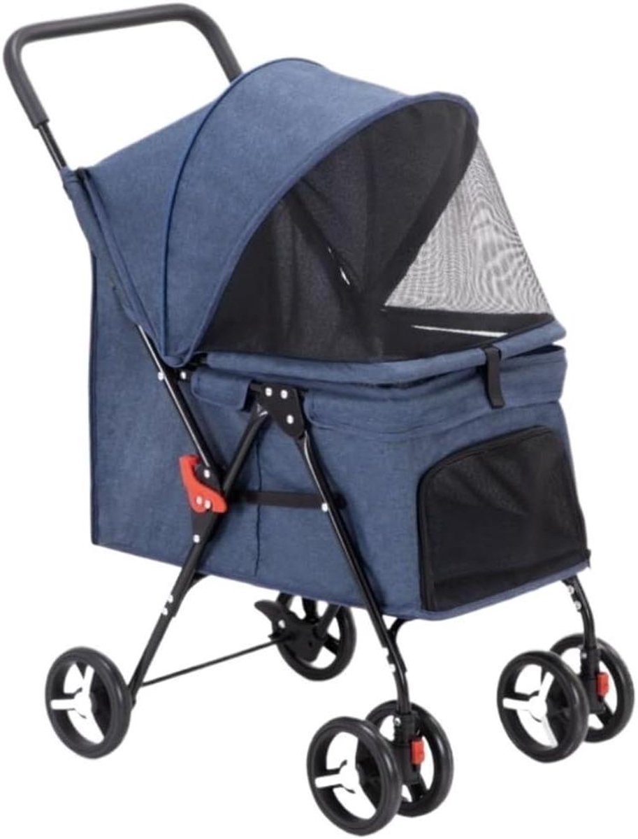 Huisdier Kinderwagen - Hondenbuggy Kattenwagen - Reizen met Huisdier - Opvouwbaar Lichtgewicht Frame - 57 x 46 x 88 cm