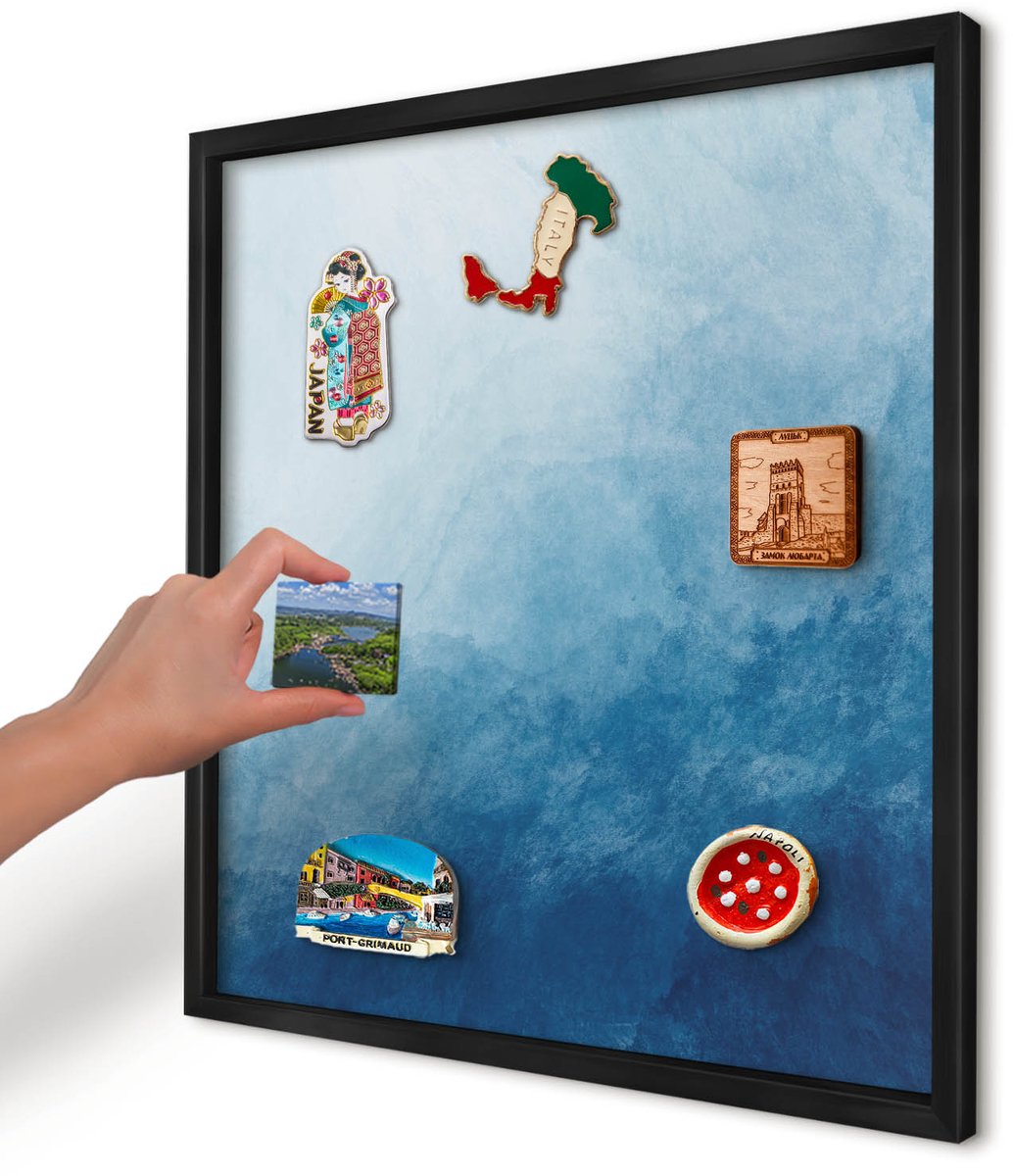 Artprintcave Blauw Magneetbord mit Zwart Frame - 50x50 cm - Blauwe Abstracties Magneetbord Voor Keuken - Abstract Magneet Bord mit Frame - Abstractie